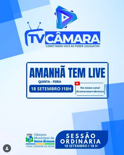 Amanhã tem Live da TV Câmara!