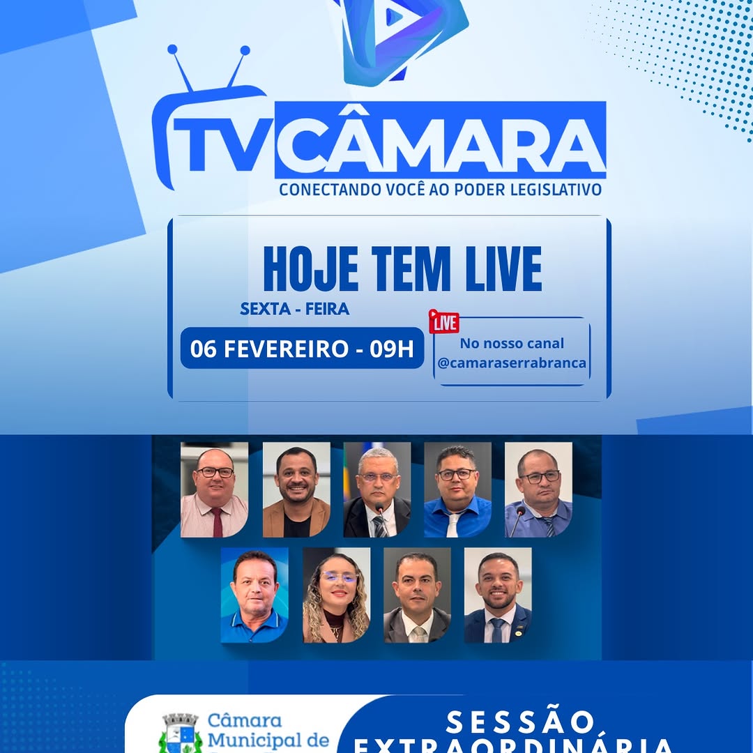 Câmara de Serra Branca transmite Sessão Extraordinária ao vivo às 9h
