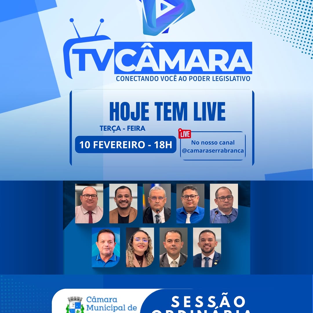 Câmara de Serra Branca transmite Sessão Ordinária ao vivo nesta quinta