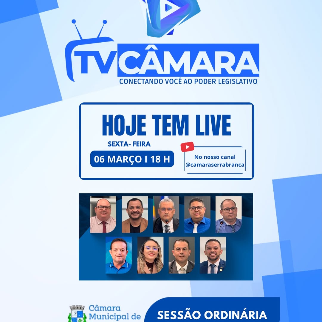 Câmara de Serra Branca transmite Sessão Ordinária ao vivo pela TV