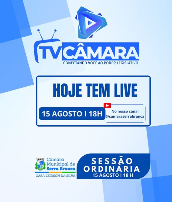 HOJE TEM LIVE NA TV CÂMARA!