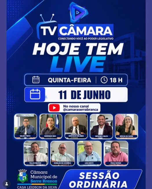 HOJE TEM SESSÃO ORDINÁRIA!