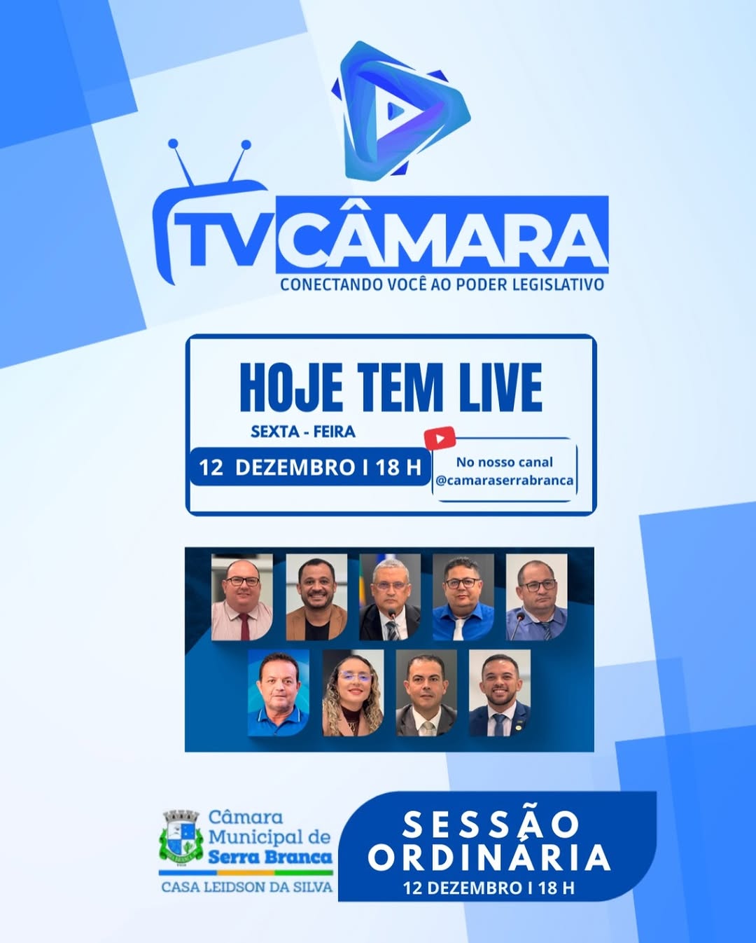 Hoje tem sessão ordinária na Câmara Municipal de Serra Branca!…