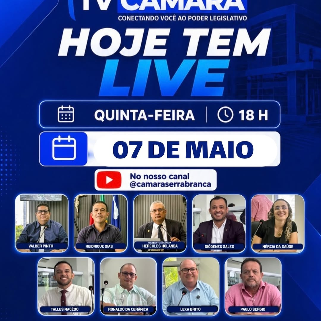 Serra Branca: Câmara transmite Sessão Ordinária ao vivo quinta-feira, 07 de maio